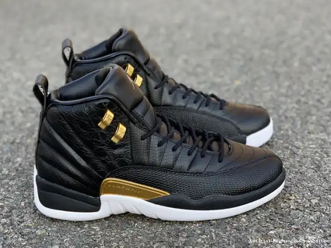 Official Maikesneakers Retro Jordan Black AO6068-007 Air Gold-White 12 Metallic 'Reptile' 0418